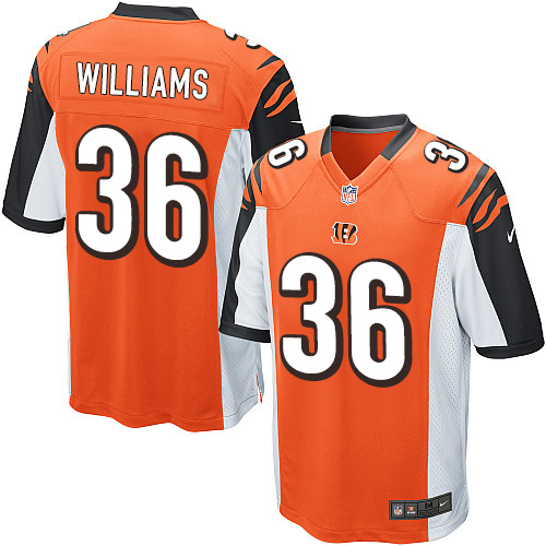 Men's Game Shawn Williams Nike Jersey Orange Alternate - #36 NFL Cincinnati Bengals